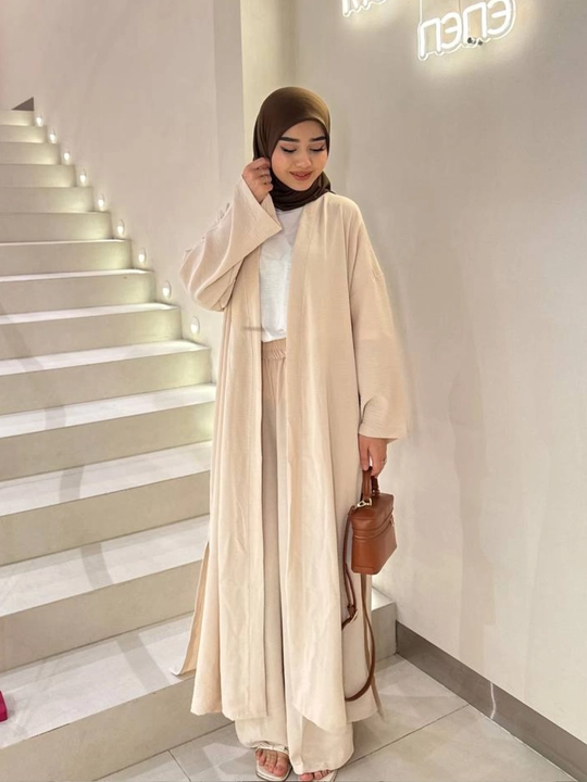 Abaya 3 v 1 gacha shimlar bilan uchta to'plam qulay, abaya + kyulot + futbolka(42-54)