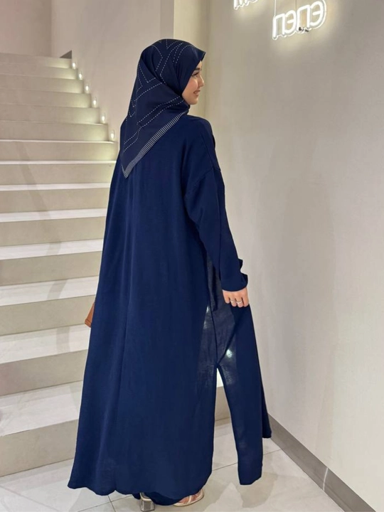 Abaya 3 v 1 gacha shimlar bilan uchta to'plam qulay, abaya + kyulot + futbolka(42-54)