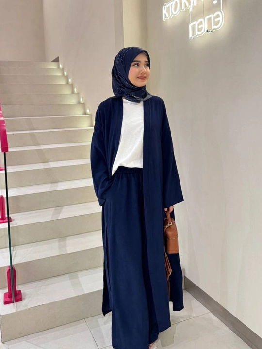 Abaya 3 v 1 gacha shimlar bilan uchta to'plam qulay, abaya + kyulot + futbolka(42-54)