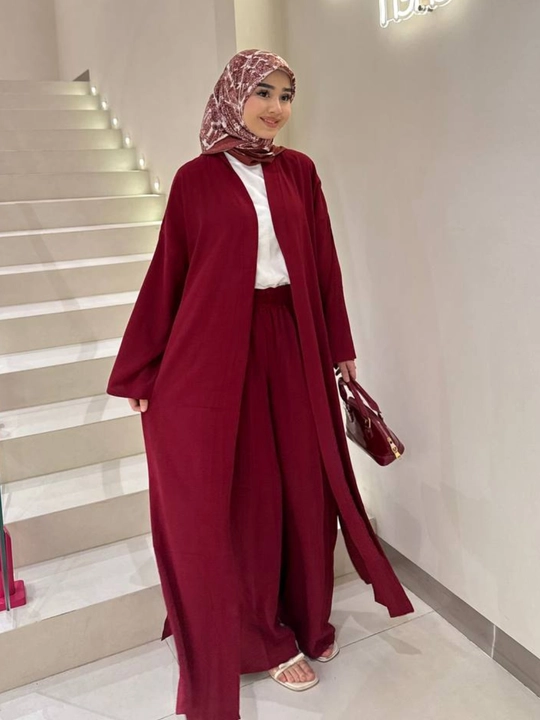 Abaya 3 v 1 gacha shimlar bilan uchta to'plam qulay, abaya + kyulot + futbolka(42-54)