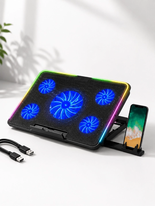 N99 CoolerPad noutbuk sovutgichi, LED yoritgichli, 2 ta USB port, 17 dyuymgacha