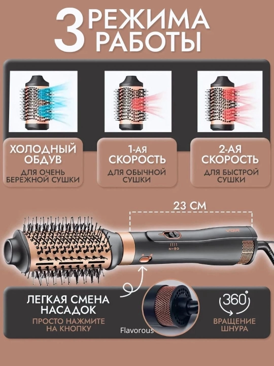 VGR V-491 soch quritgichi, 6 ta qo'shimcha, 2 tezlik, 2 rejim, ionlash