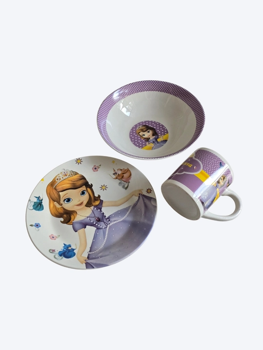Disney qahramonlari tushirilgan bolalar idish-tovoq to‘plami, 3 ta 1 da