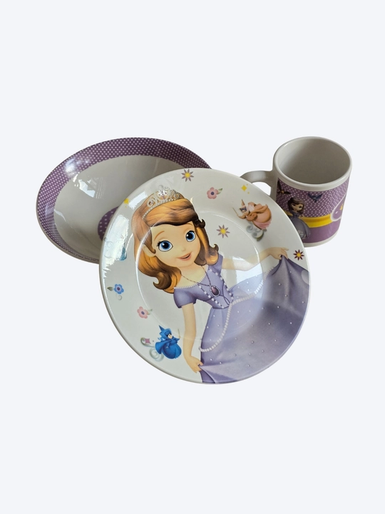Disney qahramonlari tushirilgan bolalar idish-tovoq to‘plami, 3 ta 1 da