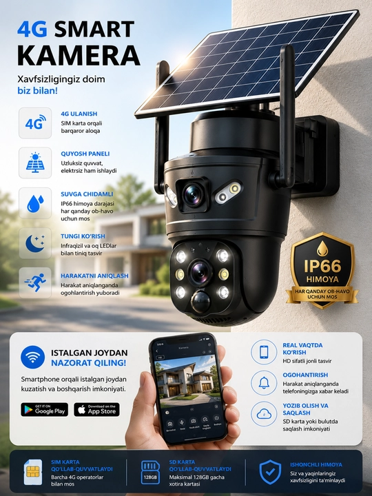 4G камера с SIM-картой, PTZ 4G камера, 4G камера видеонаблюдения, V380 Pro