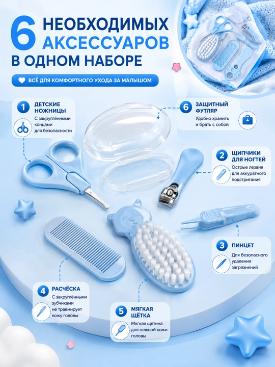Детский набор для ухода 6 в 1 — всё необходимое для заботы о малыше с первых дней жизни