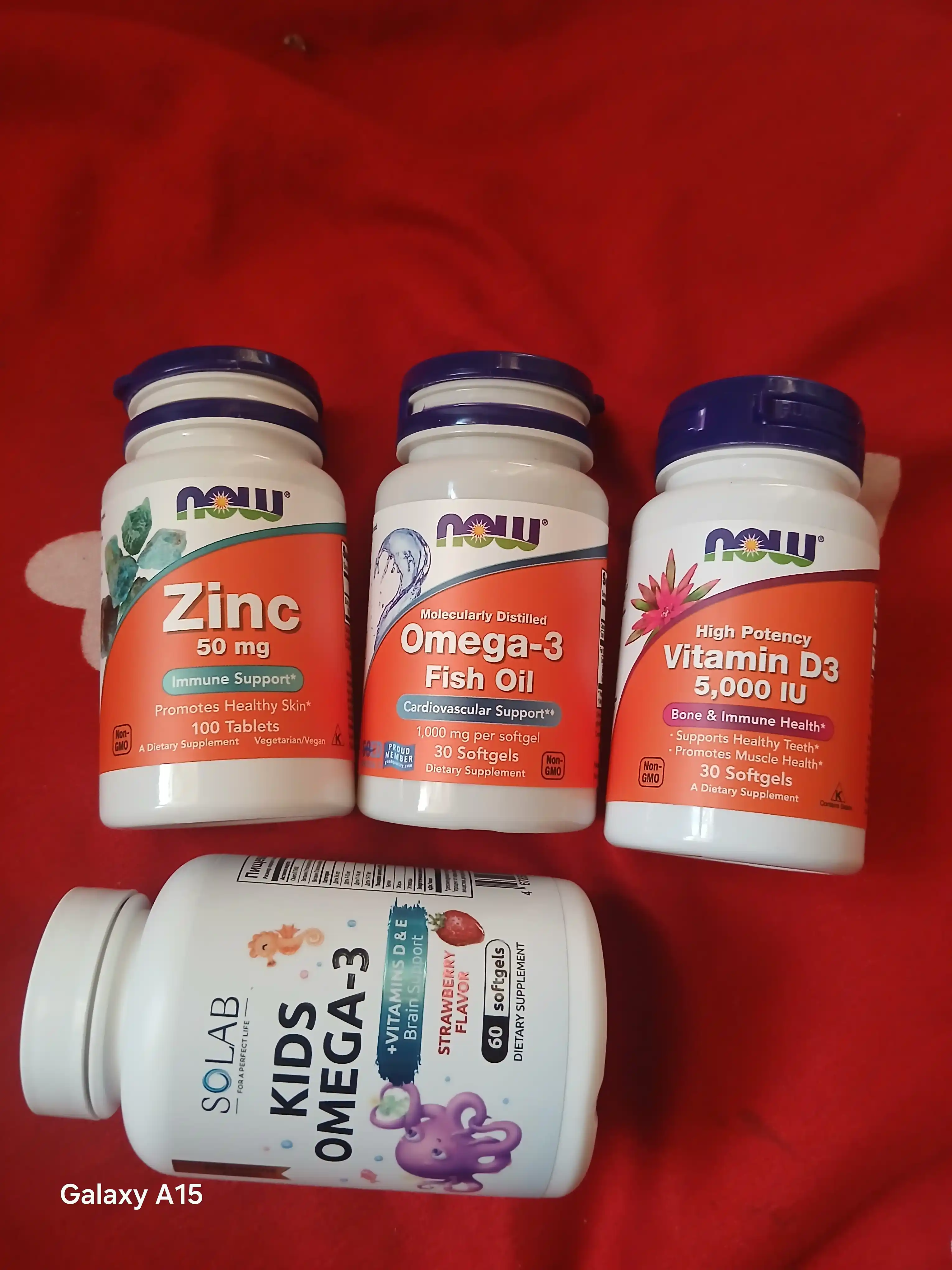 Omega-3, SOLAB, bolalar uchun + D va E vitamini bilan, qulupnay ta'mi, 60 kapsula