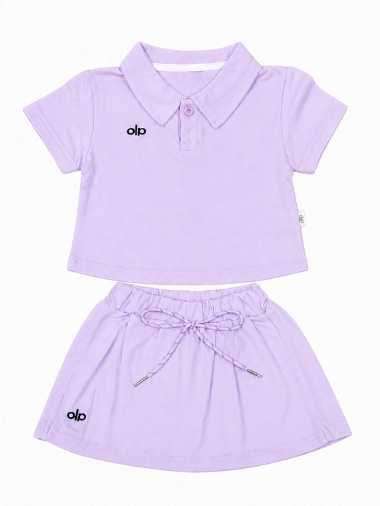 Розовый фиолетовый костюм для девочки футболка и юбка-шорты 1-5 лет
