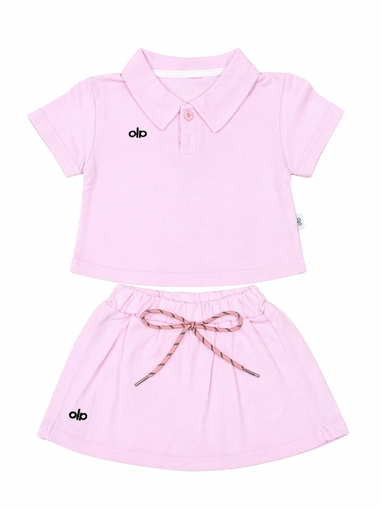 Розовый фиолетовый костюм для девочки футболка и юбка-шорты 1-5 лет