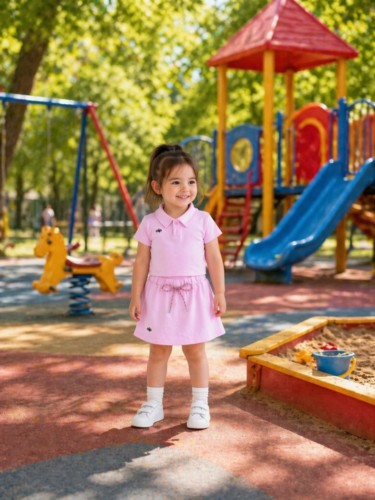 Розовый фиолетовый костюм для девочки футболка и юбка-шорты 1-5 лет