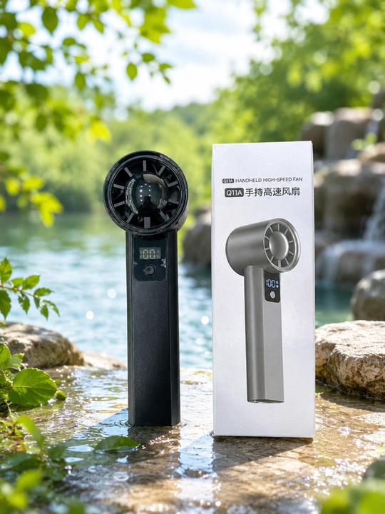 Mini portativ ventilyator Q11A, raqamli displeyli, kuchli shamolli, USB zaryadli