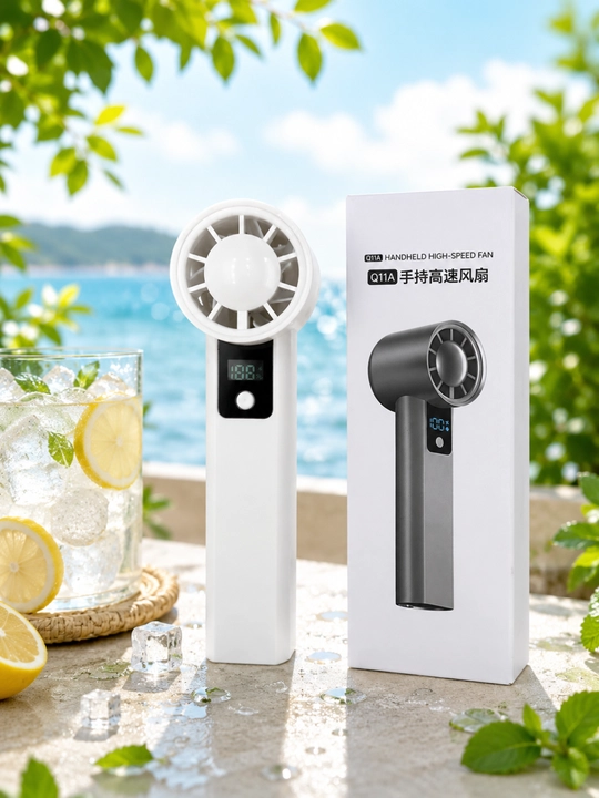 Mini portativ ventilyator Q11A, raqamli displeyli, kuchli shamolli, USB zaryadli