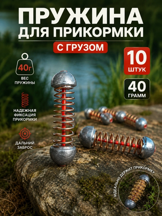 Baliq ovlash uchun yukli prujina (kormushka) – 40 gramm, 10 dona - 