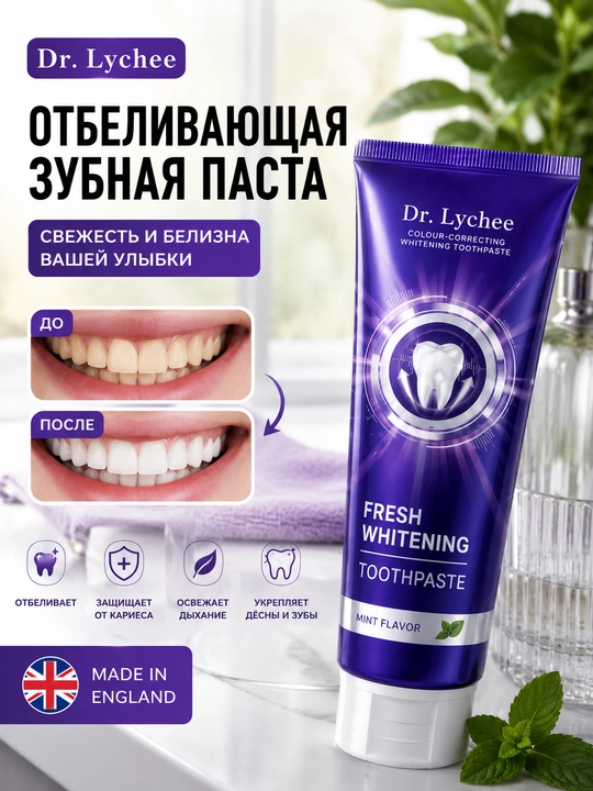 Dr. Lychee Oqartiruvchi tish pastasi Fresh Whitening Toothpaste 100 g - 