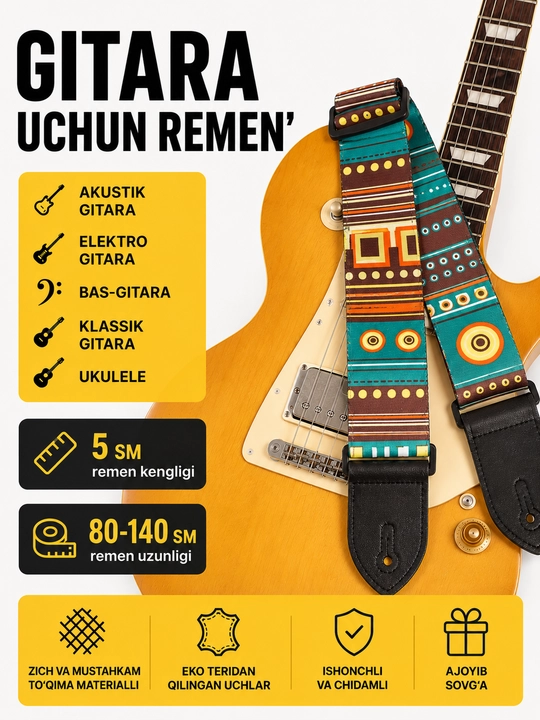 Gitara va ukulele uchun kamar Premium sozlanadigan - 