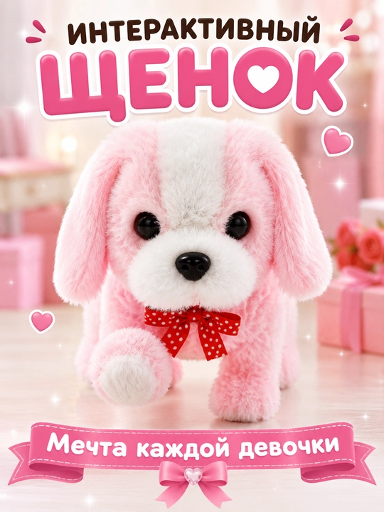 Интерактивная мягкая игрушка кролик и щенок, ходит и издает звуки с бонусом