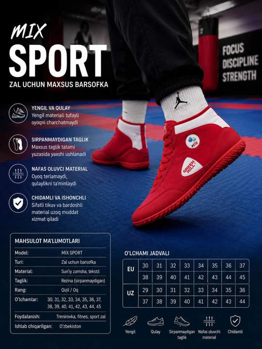 Erkaklar uchun kurash poyabzali, MMA, Green Hill, 30-45 o'lcham - 