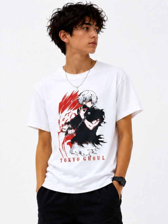 WEERIT Tokyo Ghoul o'smirlar uchun 100% paxtadan yasalgan anime bosma futbolkasi 8-14 yosh