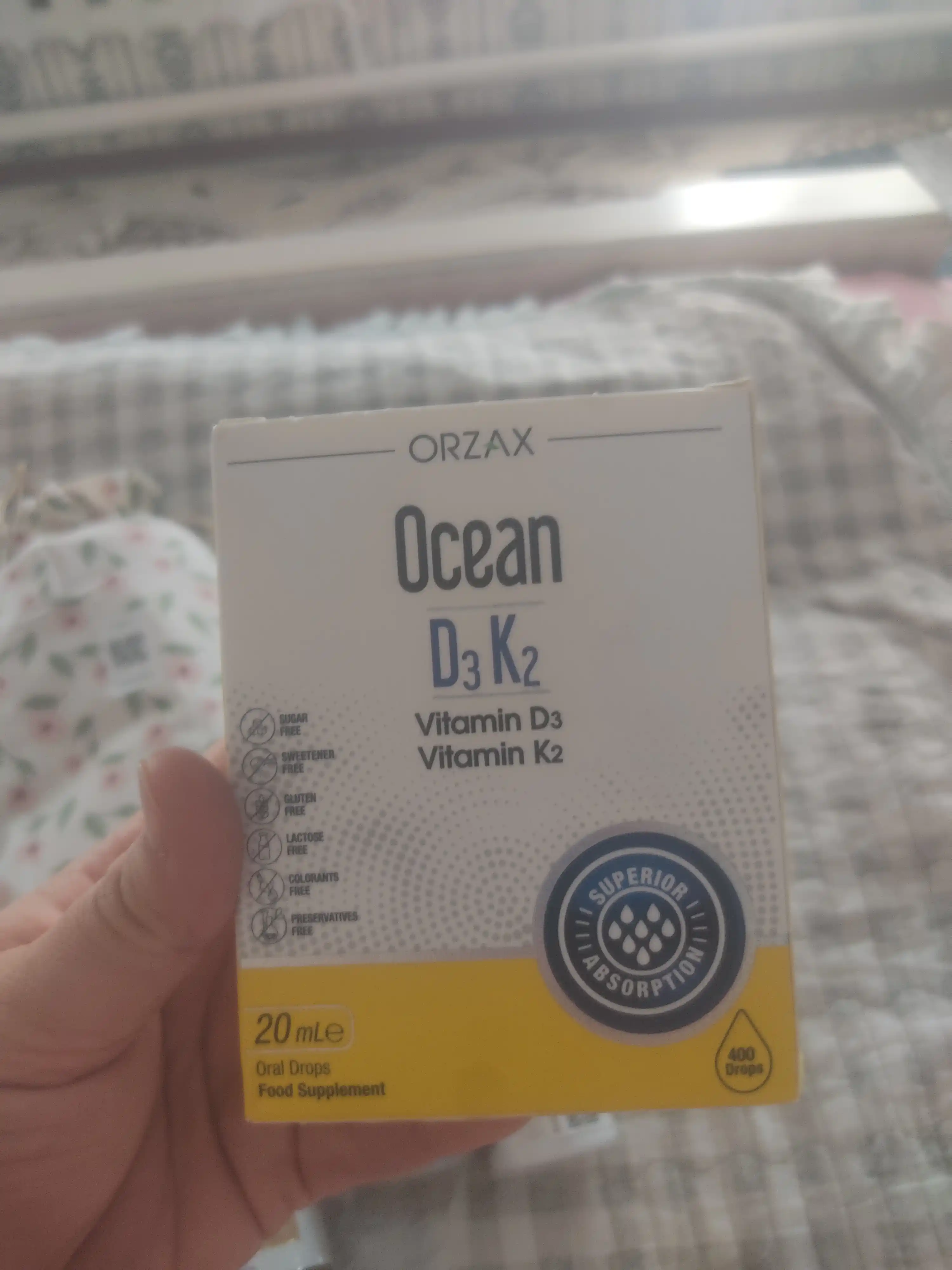 Ocean Vitamin D3 va K2 tomchilari 1000 IU, 20 ml, Turkiya