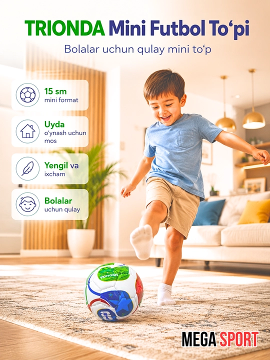 TRIONDA bolalar futbol to‘pi, o‘lchami 3, quyma va tikilgan versiyalarida mavjud