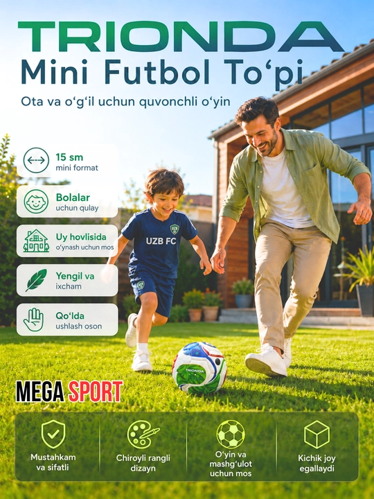 TRIONDA bolalar futbol to‘pi, o‘lchami 3, quyma va tikilgan versiyalarida mavjud
