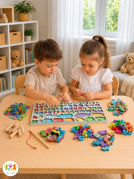 Yog'ochdan yasalgan o'quv doskasi, Montessori, saralovchi, rus alifbosi, raqamlar, ranglar