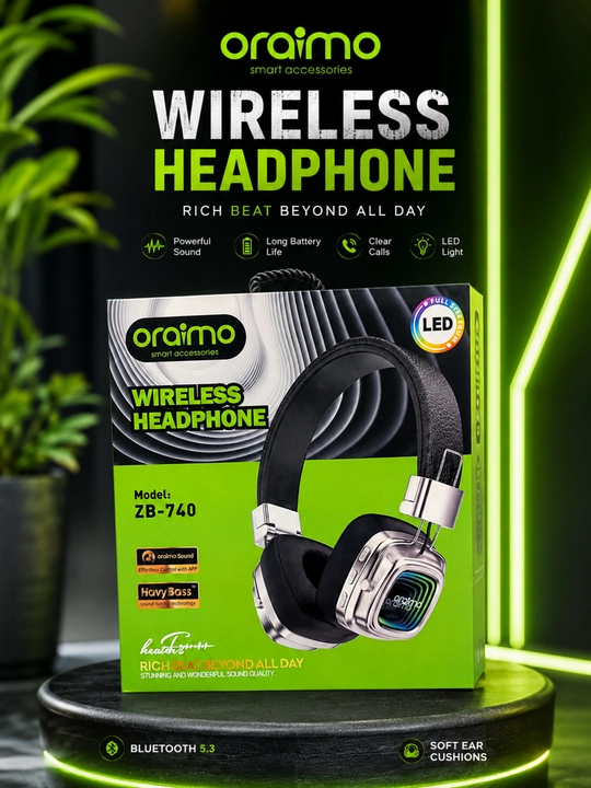 Беспроводные стереонаушники Oraimo TURE R-30 RGB – RGB-подсветка, 48 часов работ батареи - 