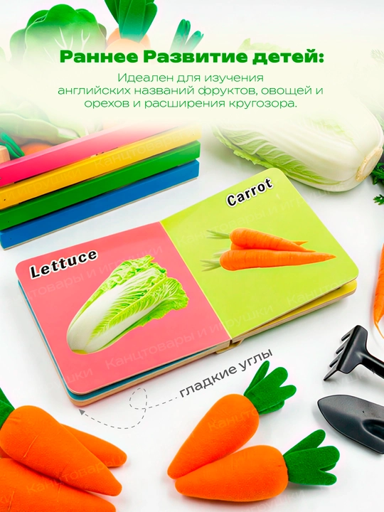 Набор из 6 детских книг-картонок на английском — Транспорт, Животные, Фрукты