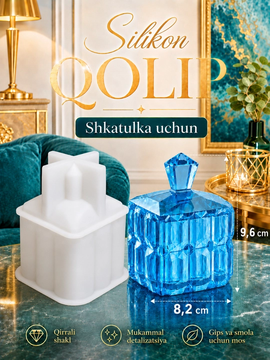 Gips, epoksid smolasi uchun silikon qolip quticha, mold quticha