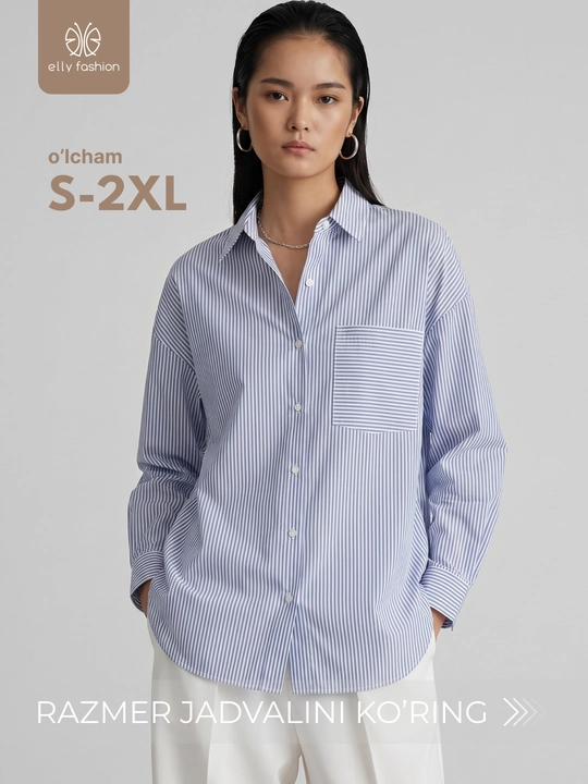 Rubashka ayollar uchun chiziqli – Elly Fashion - 