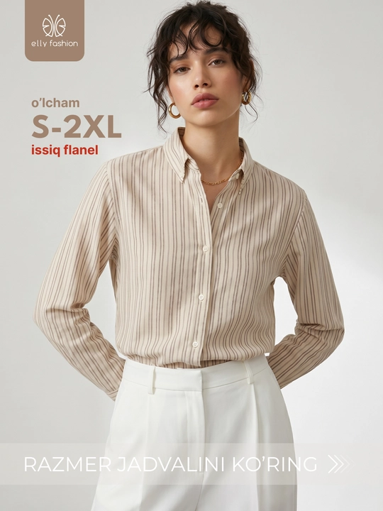 Rubashka ayollar uchun chiziqli – Elly Fashion - 