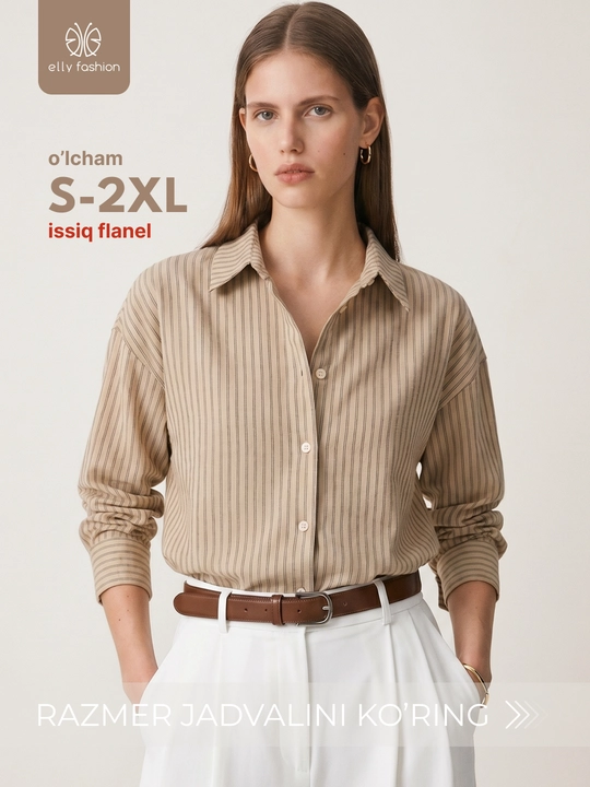 Rubashka ayollar uchun chiziqli – Elly Fashion - 