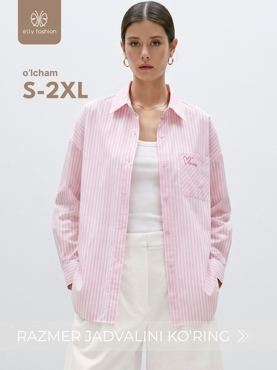 Rubashka ayollar uchun chiziqli – Elly Fashion - 
