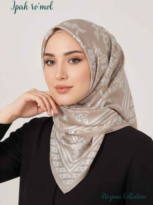 Ayollar ipak ro‘molchasi, hijob, sharf, 90 x 90 sm