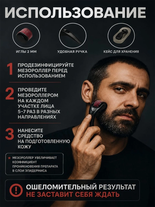 Миноксидил 10%,12.5% + мезороллер, средство против выпадения волос, активатор роста, 60 мл