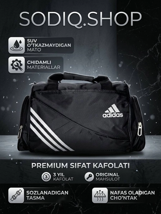 Sport sumkasi Adidas, kundalik va sayohat uchun