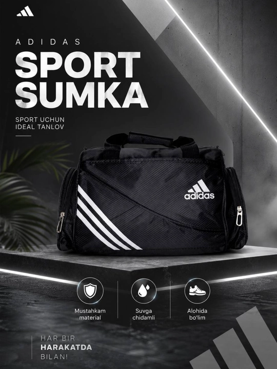 Sport sumkasi Adidas, kundalik va sayohat uchun