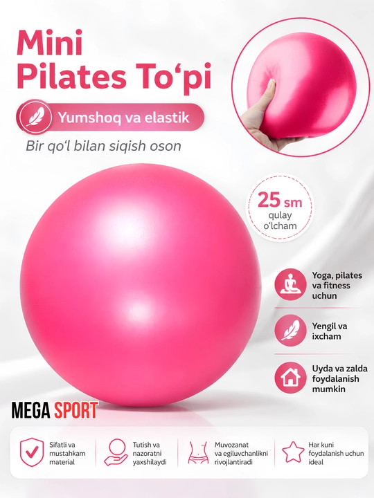 Mini Pilates to‘pi 25 sm, puflanadigan yoga va fitness to‘pi