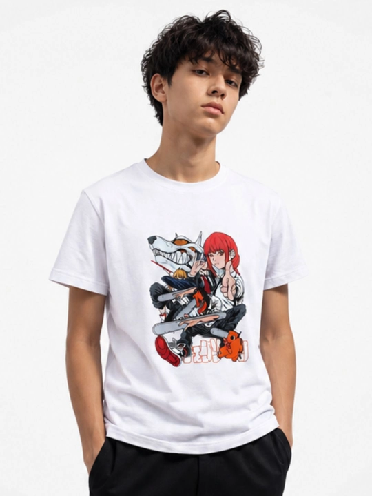 WEERIT CHAINSAW MAN o‘smirlar futbolkasi, 100% paxta, anime bosma, 8-14 yosh