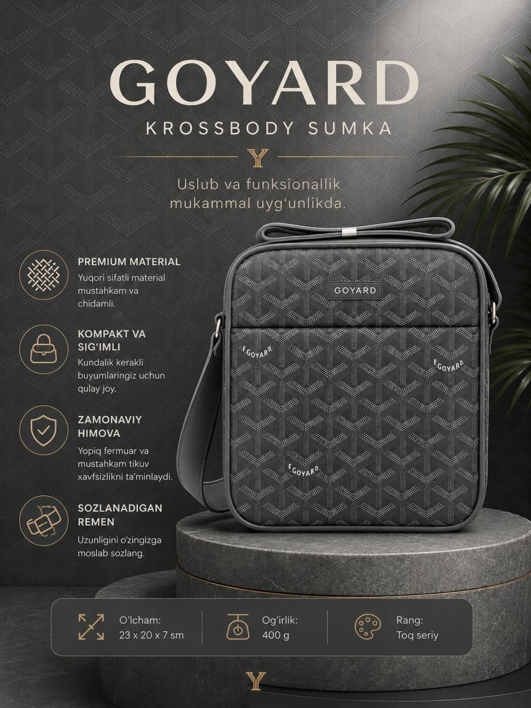 Erkaklar uchun yelkama GOYARD sumka - 