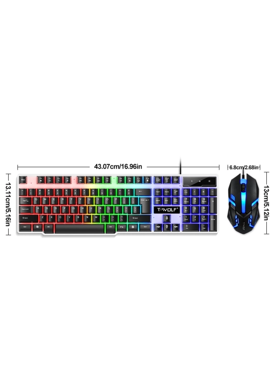 T-Wolf TF230 RGB yoritgichli mexanik o‘yin klaviaturasi va sichqoncha to‘plami