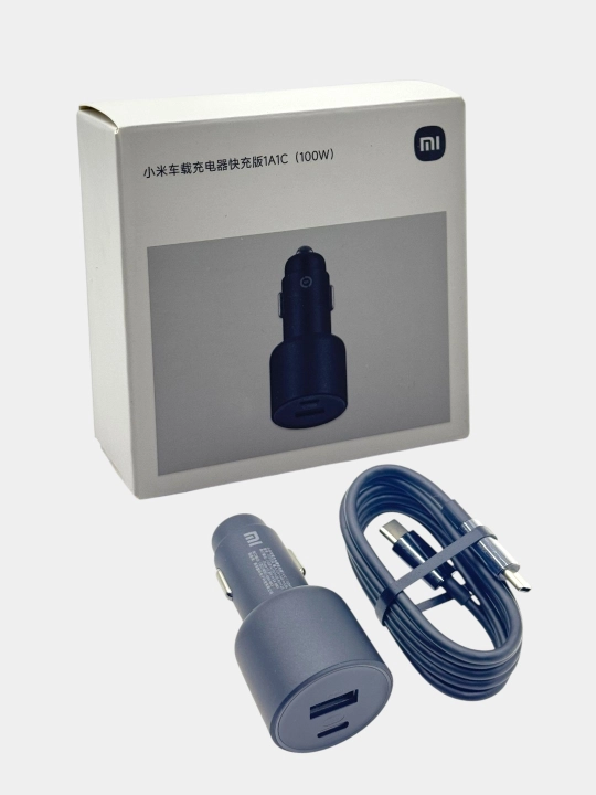 1 Type-c va 1 USB portli 100 Vt quvvatli avtomobil zaryadlovchi model mi 1A1C