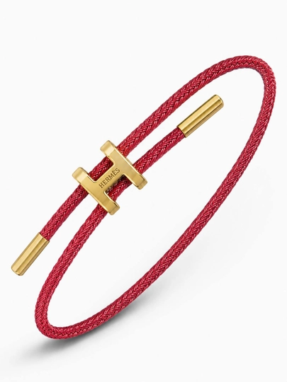 Браслет в стиле Hermès — плетёный шнур с золотистой застёжкой — SONNE-SNBR-КРАСН