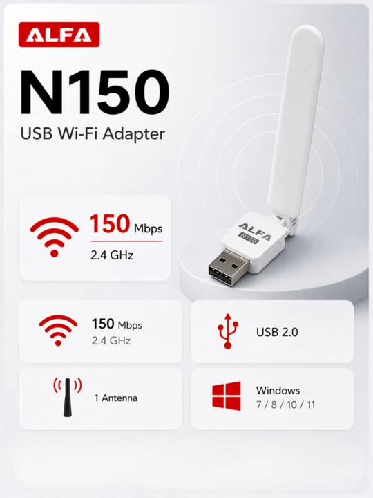 Alfa, WiFi адаптер, USB WiFi антенна, адаптер для windows, беспроводной WiFi, 300 Mbps - 