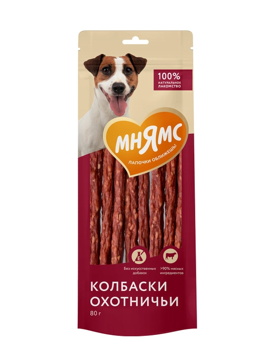 МНЯМС Лакомство для собак Колбаски охотничьи 80gr