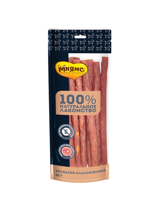МНЯМС Лакомство для собак Колбаски классические 80gr - 
