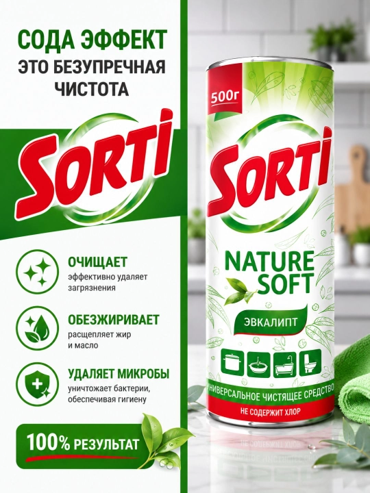 Универсальное чистящее средство SORTI «Эвкалипт» 500 г - 