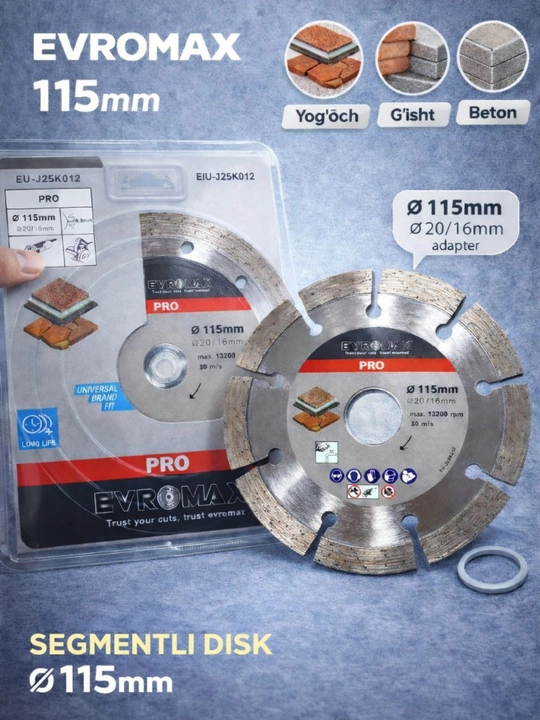Segmentli olmos disk 105 / 115 / 125 / 180 / 230 mm – beton va g‘isht bo‘yicha