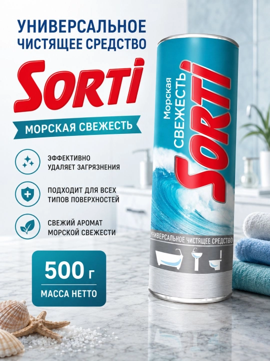Универсальное чистящее средство SORTI «Морская свежесть» 500 г - 