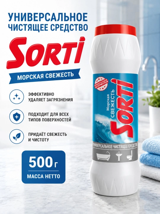 Универсальное чистящее средство SORTI “Морская свежесть”, 500 г - 